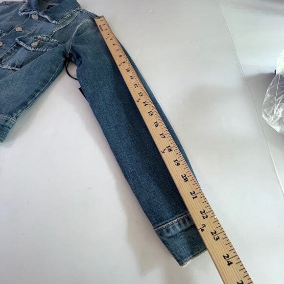 Black Orchid NEW Cropped Denim Jacket Sz XS Thunder Struck Blue Distressed - Picture 8 of 9